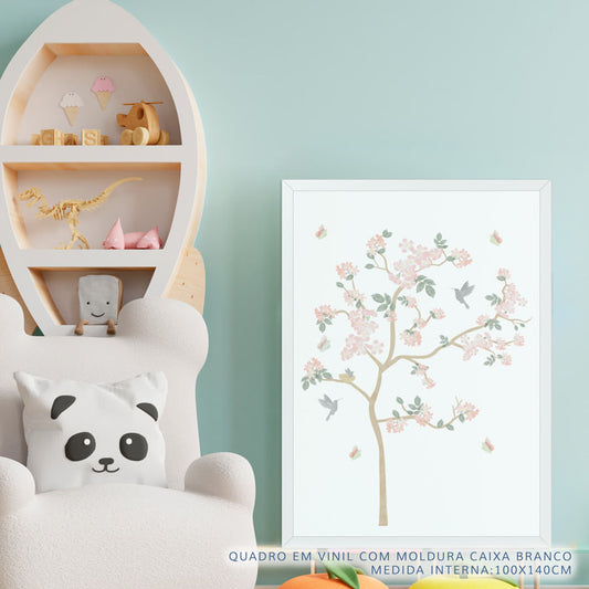 Quadro Infantil Jardim Liv Árvore Rosa