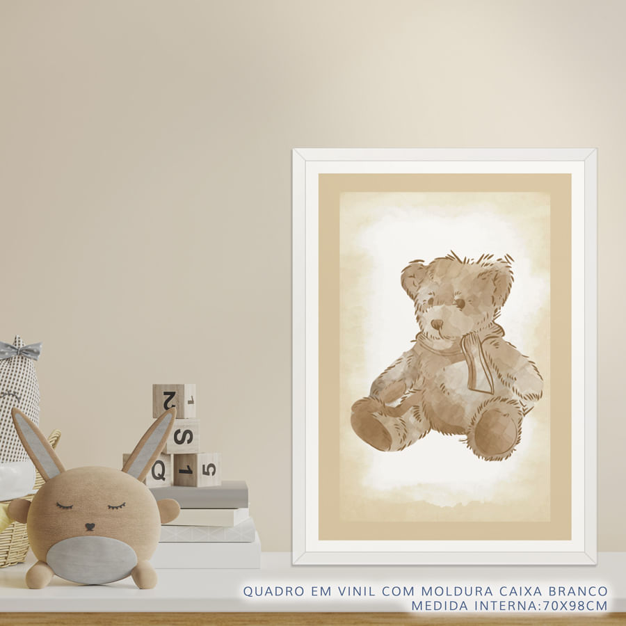 Quadro Infantil Urso Classic Bege