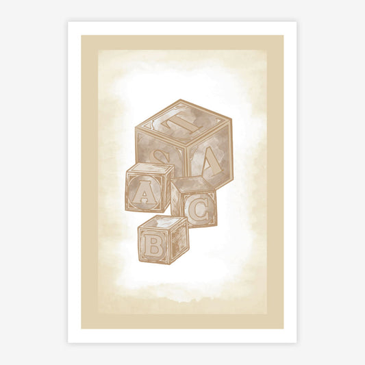 Quadro Infantil Cubos Classic Bege