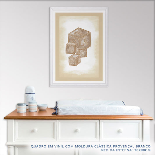 Quadro Infantil Cubos Classic Bege