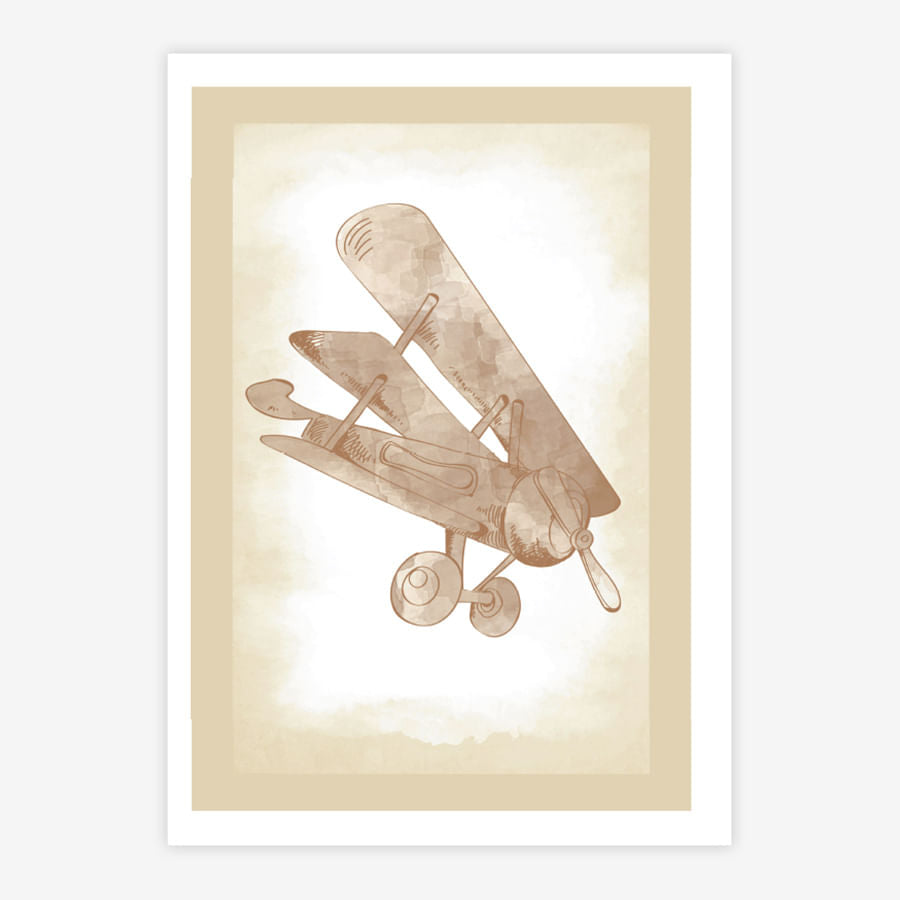 Quadro Infantil Avião Classic Bege