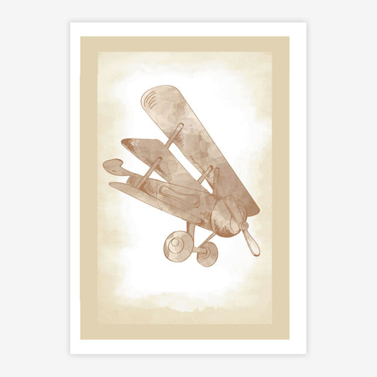 Quadro Infantil Avião Classic Bege