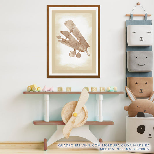 Quadro Infantil Avião Classic Bege