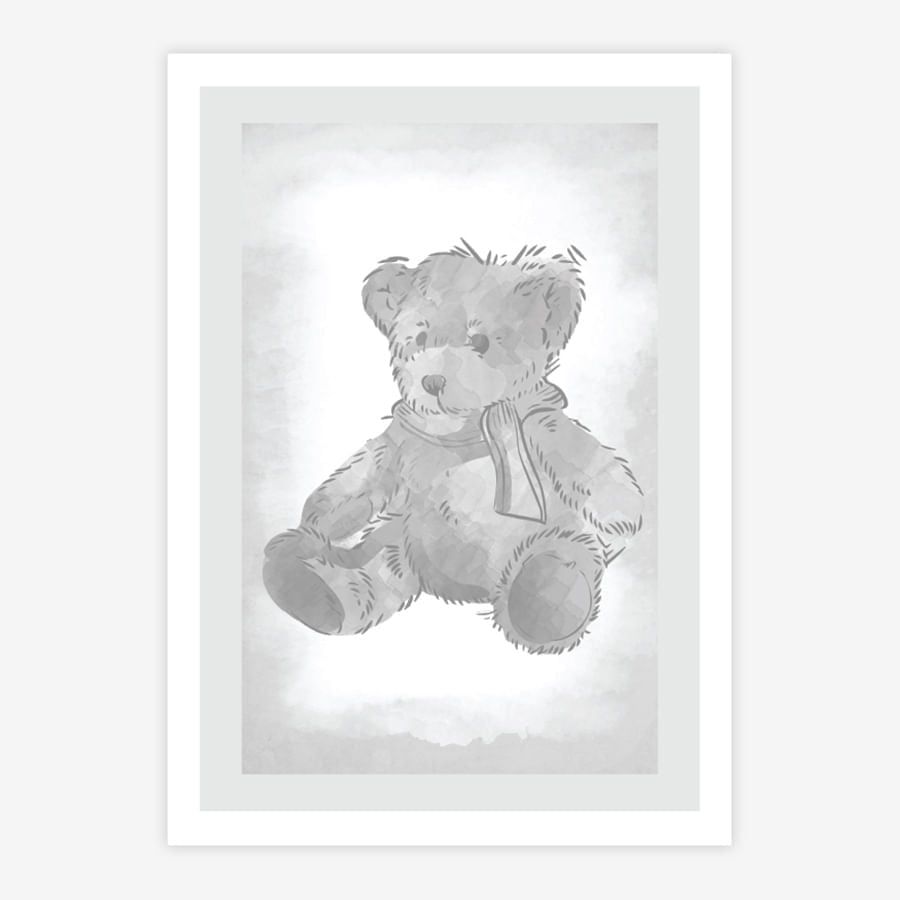 Quadro Infantil Urso Classic Cinza