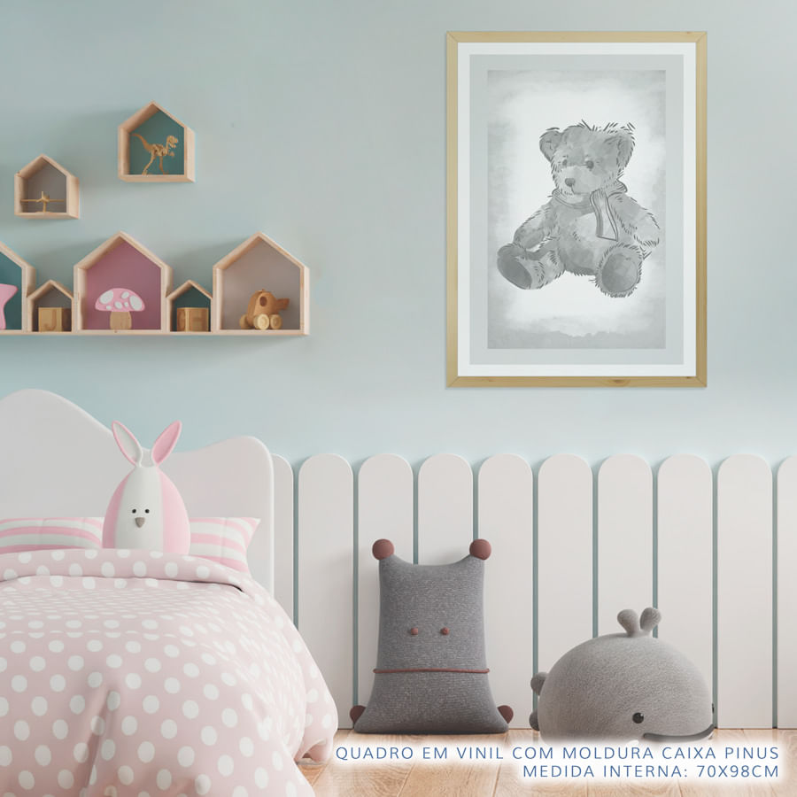 Quadro Infantil Urso Classic Cinza
