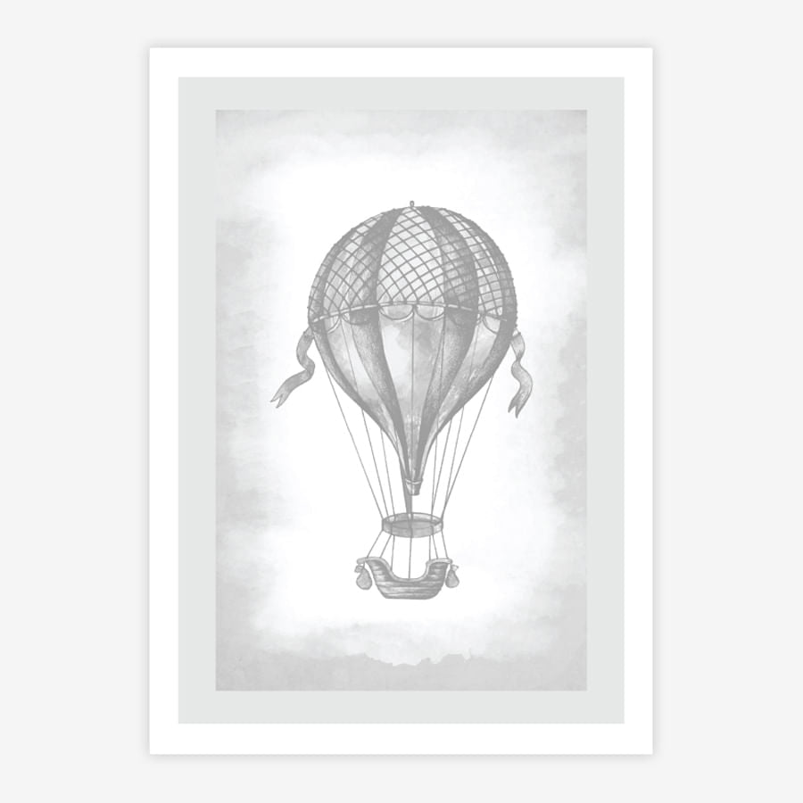 Quadro Infantil Balão Classic Cinza