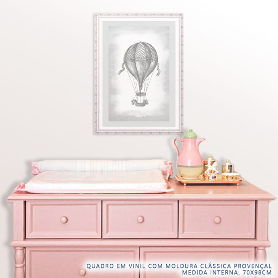Quadro Infantil Balão Classic Cinza