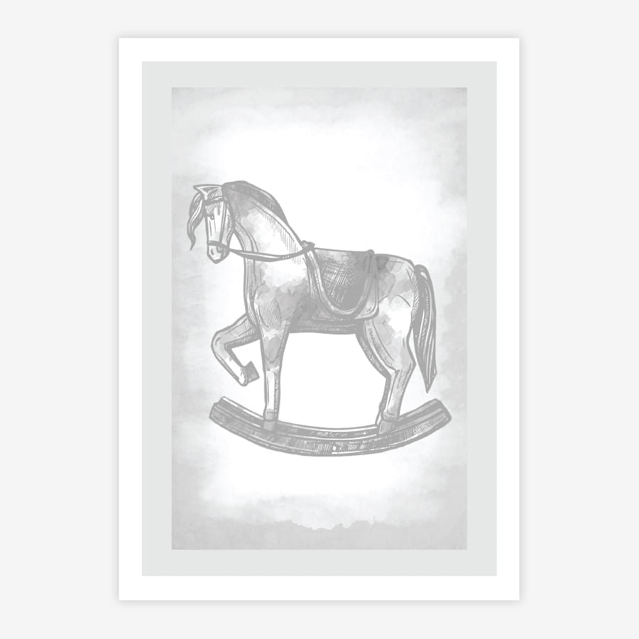 Quadro Infantil Cavalinho Classic Cinza