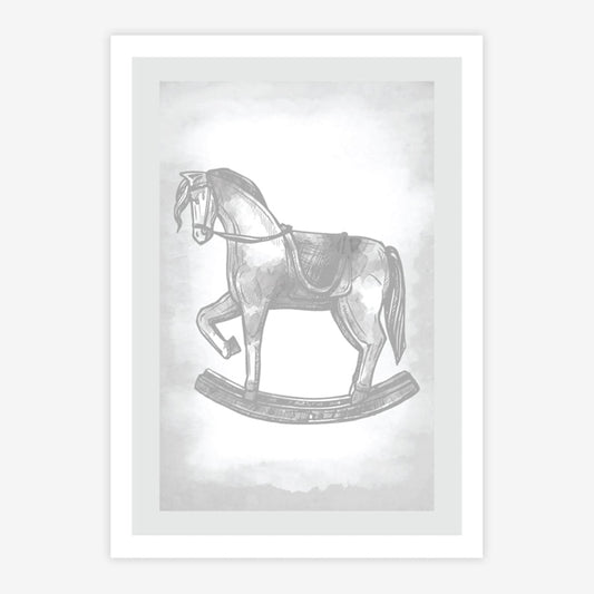 Quadro Infantil Cavalinho Classic Cinza