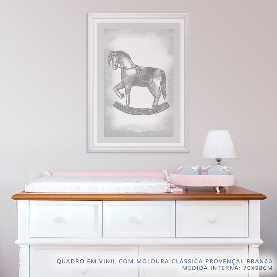 Quadro Infantil Cavalinho Classic Cinza