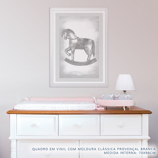 Quadro Infantil Cavalinho Classic Cinza