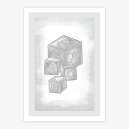 Quadro Infantil Cubos Classic Cinza