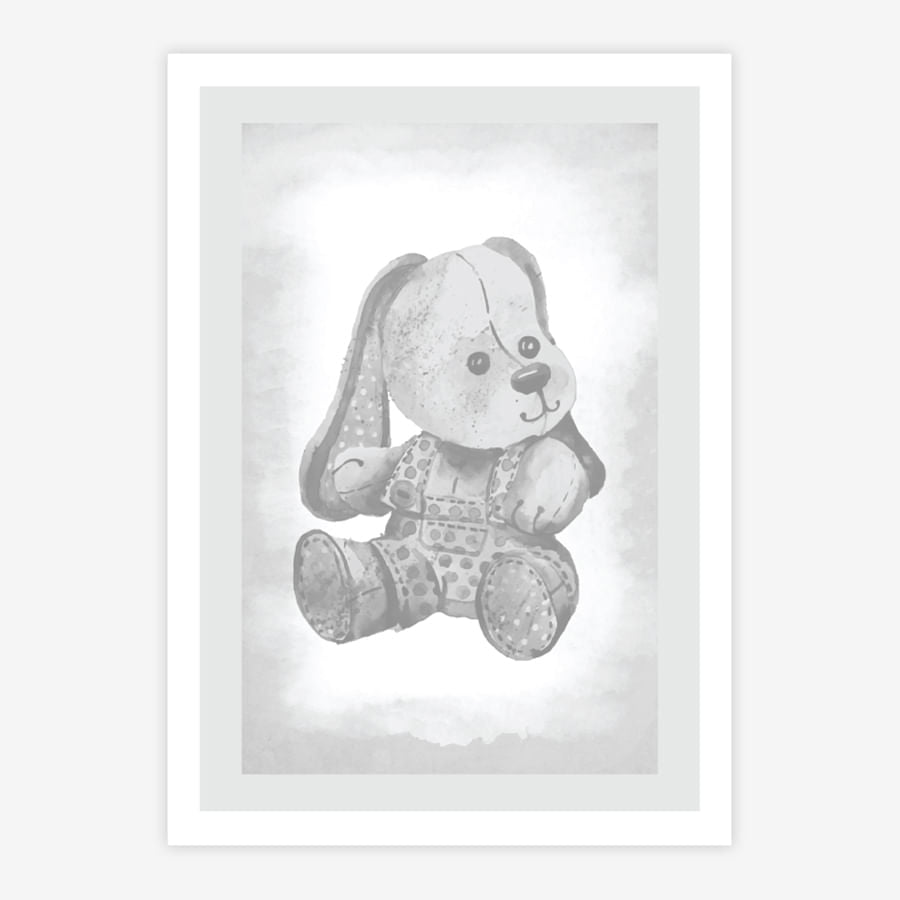 Quadro Infantil Cachorro Classic Cinza