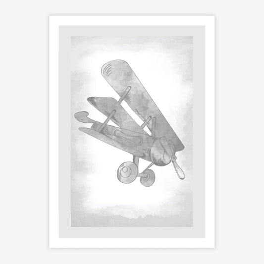 Quadro Infantil Avião Classic Cinza