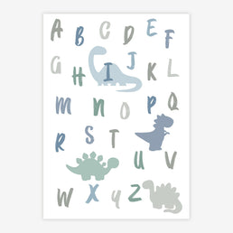 Quadro Infantil Dino ABC Cinza