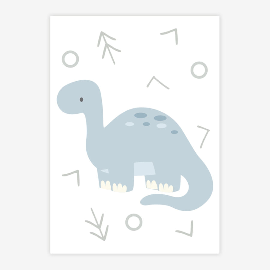 Quadro Infantil Dino Brontossauro Azul