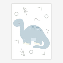 Quadro Infantil Dino Brontossauro Azul