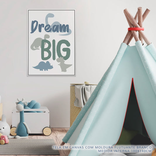 Quadro Infantil Dino Dream Big Cinza