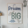 Quadro Infantil Dino Dream Big Cinza