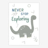 Quadro Infantil Dino Never Stop Brontossauro Cinza