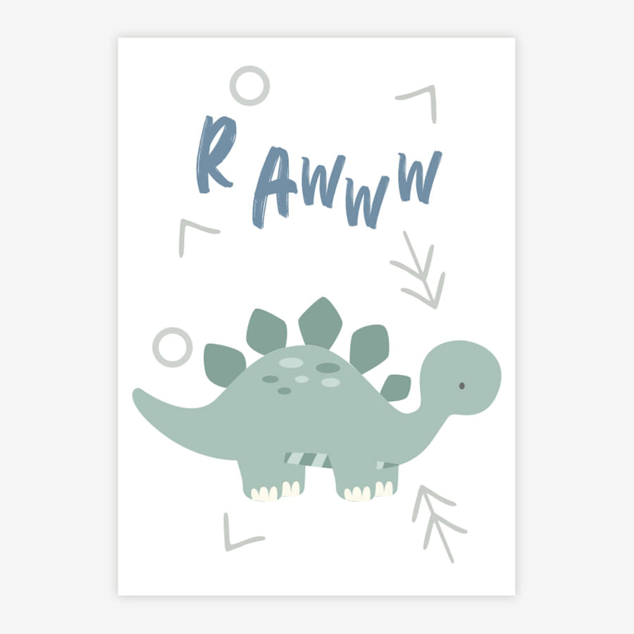 Quadro Infantil Dino RAWW Stegossauro Malva