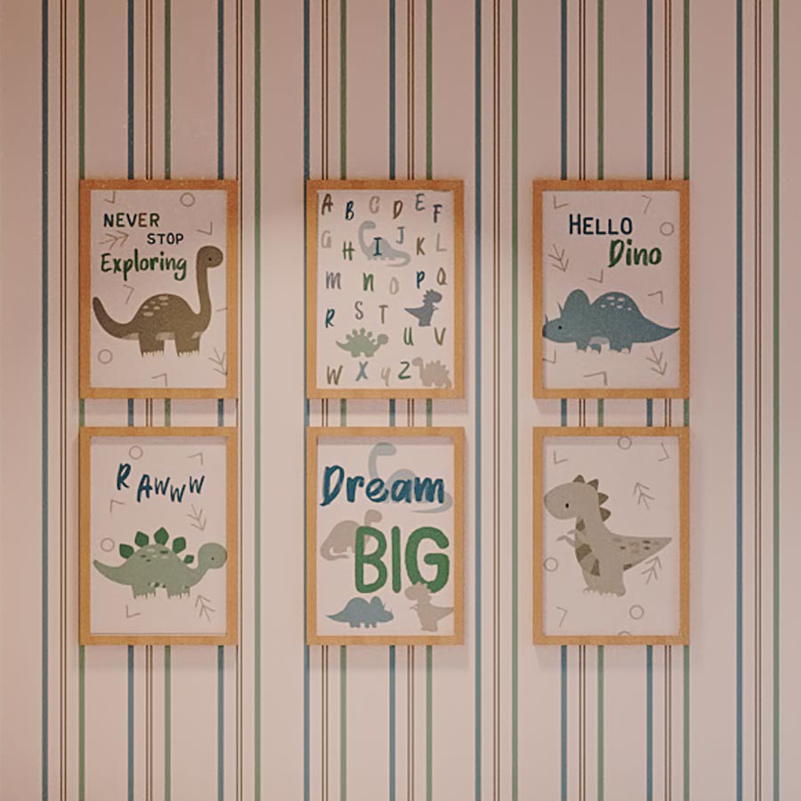 Quadro Infantil Dino RAWW Stegossauro Malva