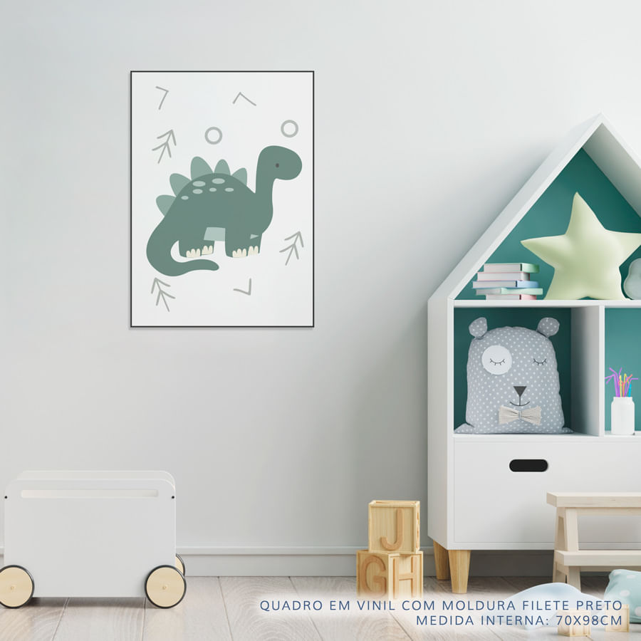 Quadro Infantil Dino Stegossauro Malva