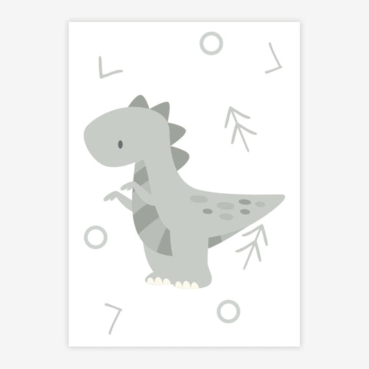 Quadro Infantil Dino T Rex Cinza