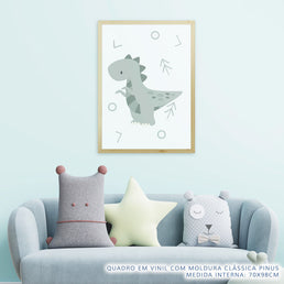 Quadro Infantil Dino T Rex Cinza