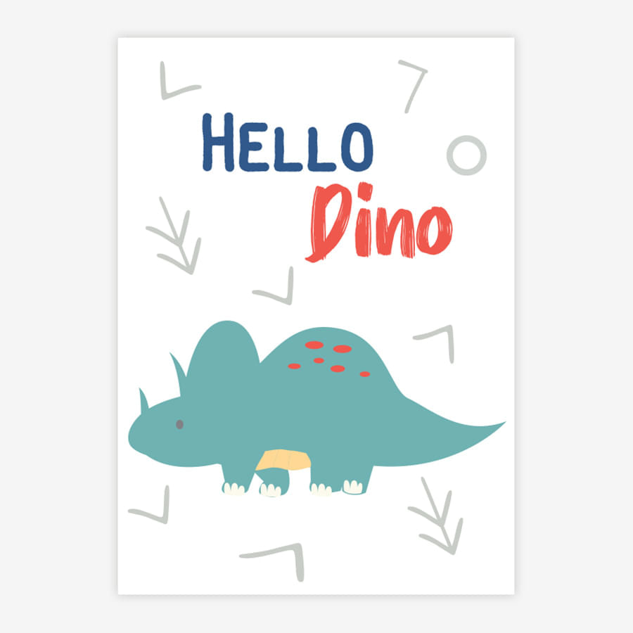 Quadro Infantil Dino Hello Triceraptor Color