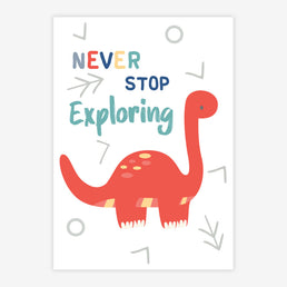 Quadro Infantil Dino Never Stop Brontossauro Color