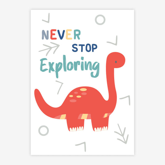 Quadro Infantil Dino Never Stop Brontossauro Color
