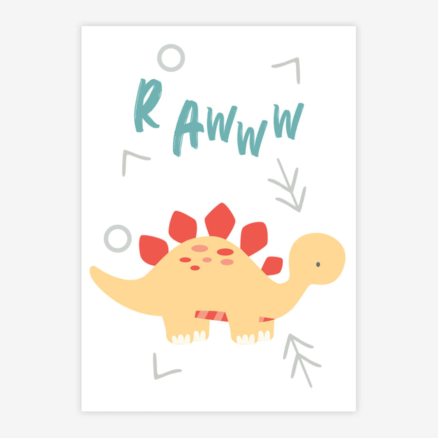 Quadro Infantil Dino RAWW Stegossauro Color