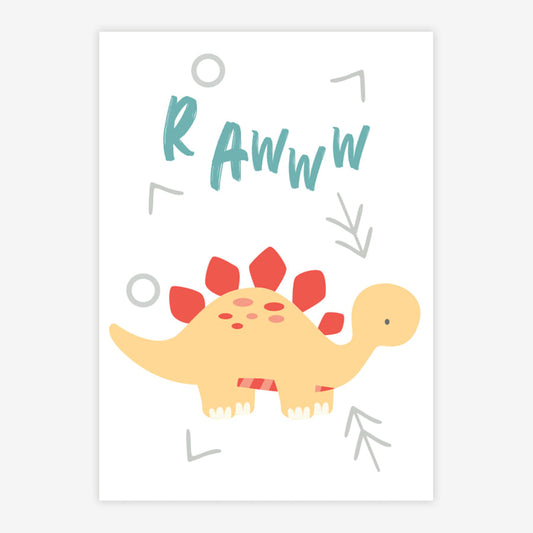 Quadro Infantil Dino RAWW Stegossauro Color