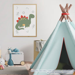 Quadro Infantil Dino Stegossauro Color