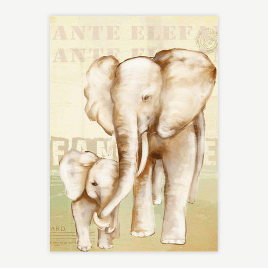 Quadro Infantil Elefante Filhote Cinza