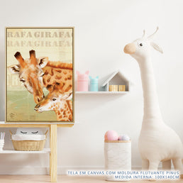 Quadro Infantil Girafa Filhote Amarelo