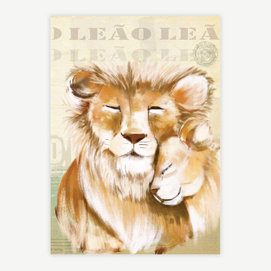 Quadro Infantil Leão Filhote Bege