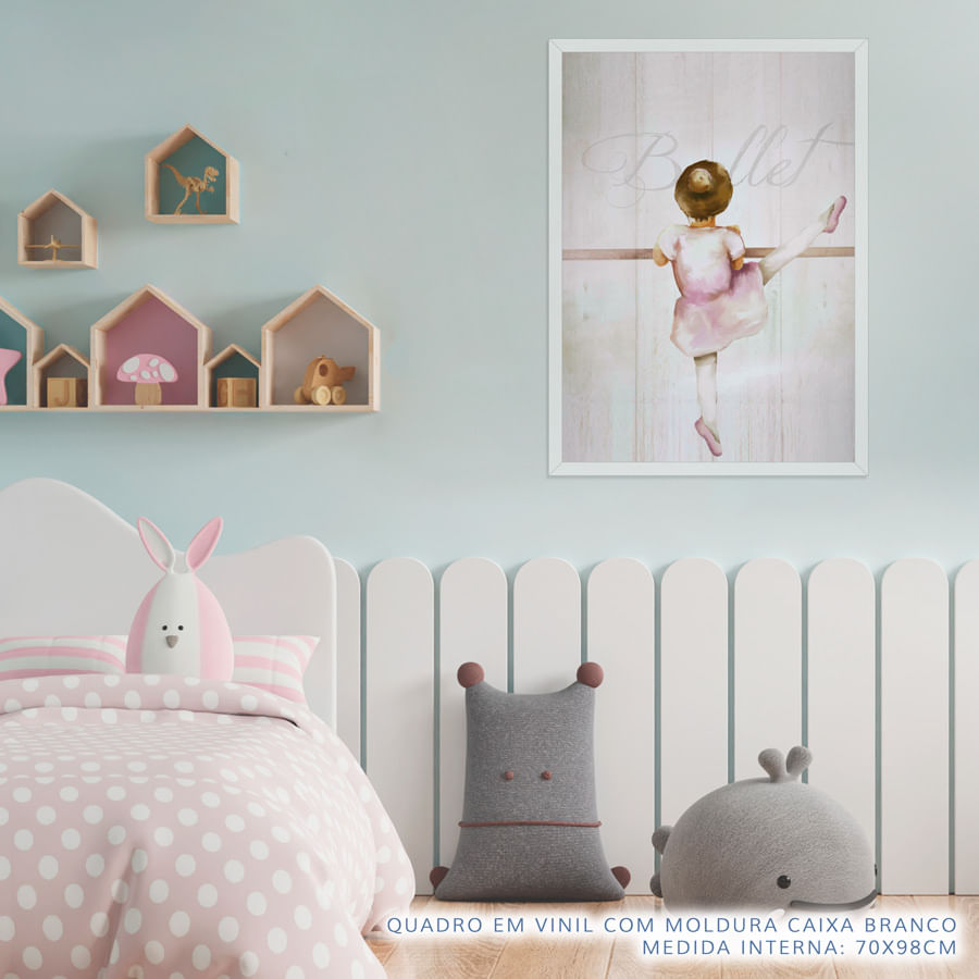 Quadro Infantil Bailarina de Costas Rosa