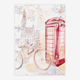 Quadro Infantil London Garden Rosa