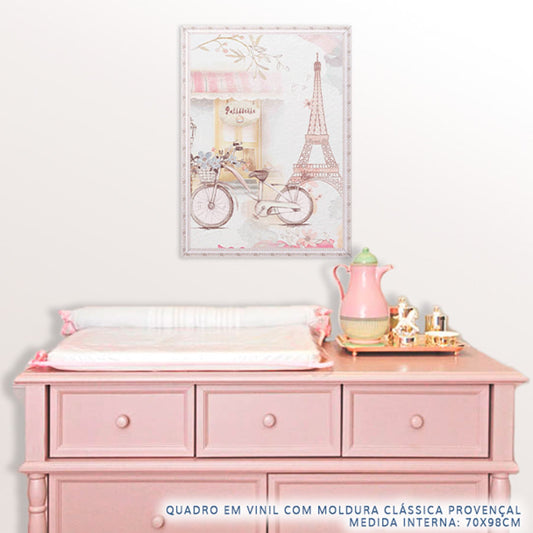 Quadro Infantil Patisserie Paris Rosa