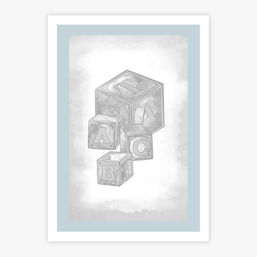 Quadro Infantil Cubos Classic Azul