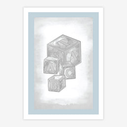 Quadro Infantil Cubos Classic Azul