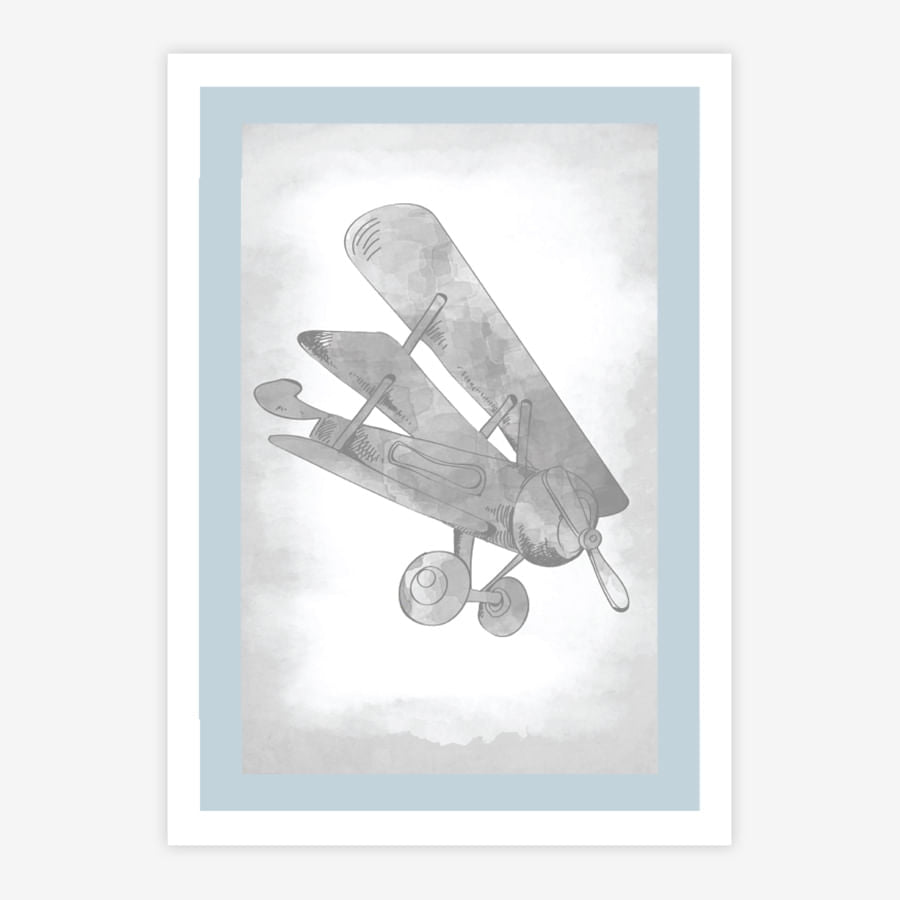 Quadro Infantil Avião Classic Azul