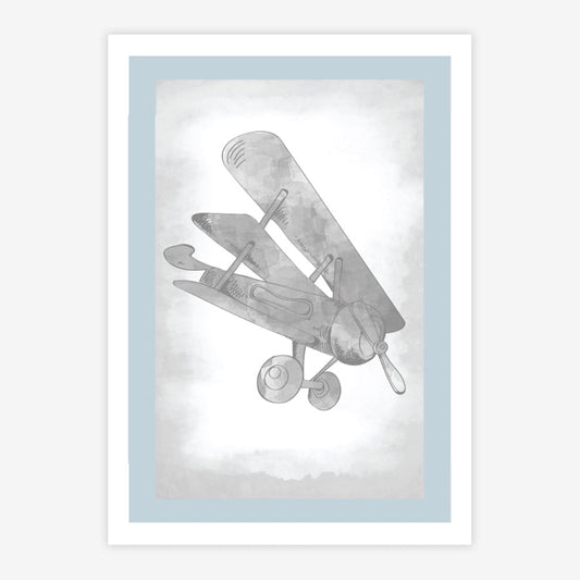 Quadro Infantil Avião Classic Azul