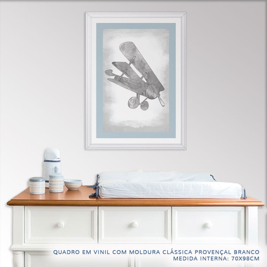 Quadro Infantil Avião Classic Azul