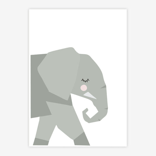 Quadro Infantil Elefante Moderno Cinza