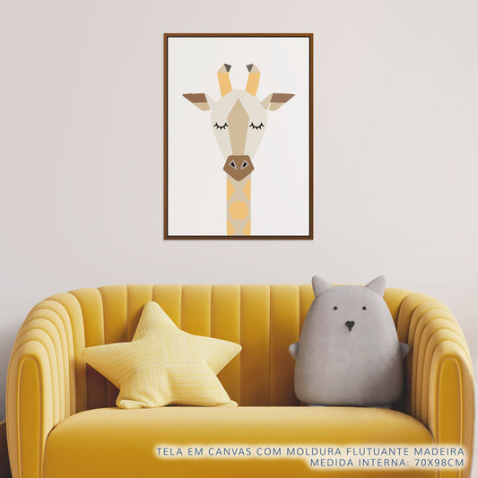 Quadro Infantil Girafa Moderna Amarelo
