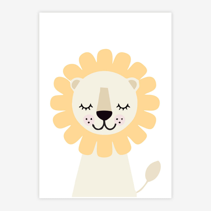 Quadro Infantil Leão Moderno Amarelo