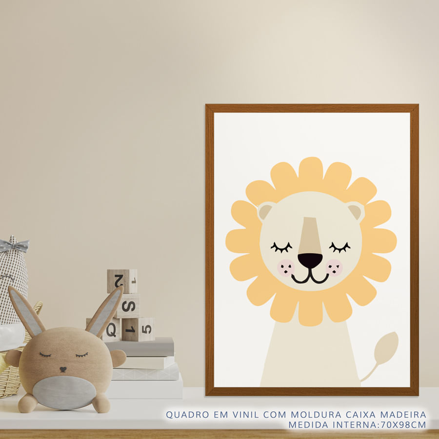 Quadro Infantil Leão Moderno Amarelo